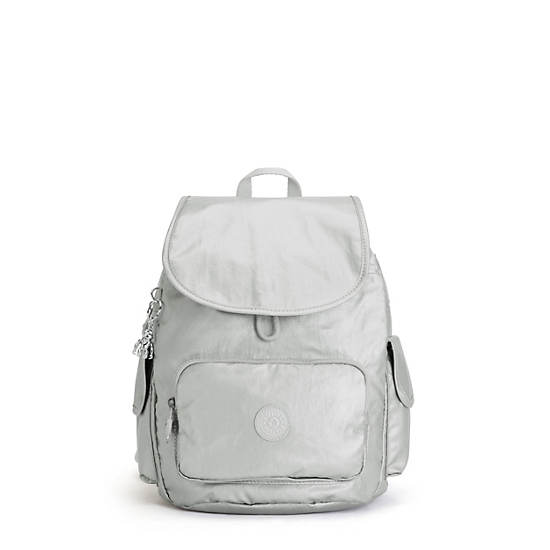 Kipling City Pack Small Metallic Rugzak Zilver | BE 1514KO